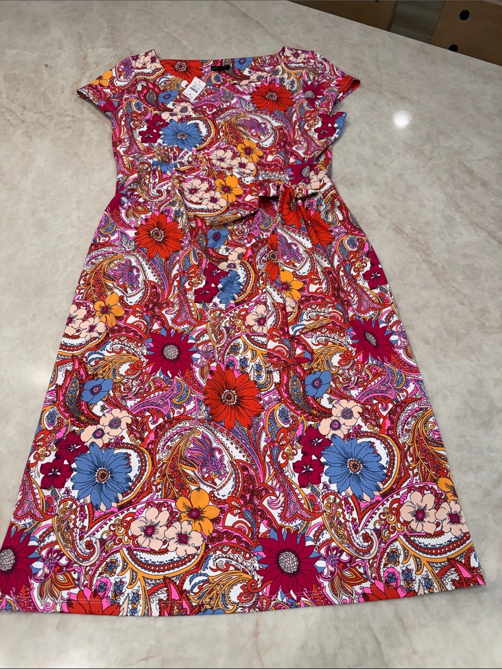 Talbots Multicolor Floral Paisley Print Top — Red, Pink, Blue, Orange